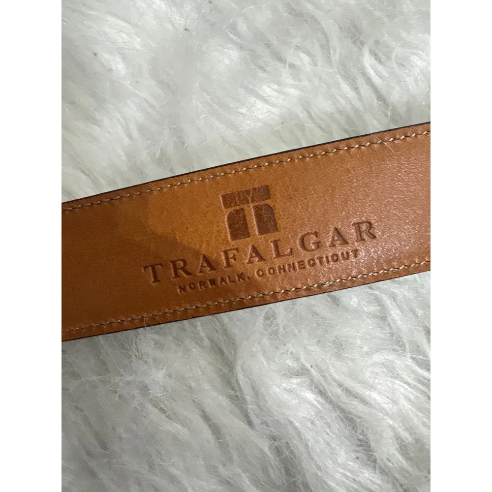 Trafalgar Cortina Burgundy Hand Polished Leather Belt Brass Buckle 36